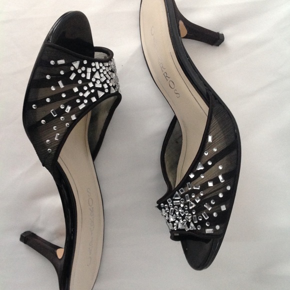 Caparros Shoes - NEW..CAPARROS Black bedazzled open toe heels